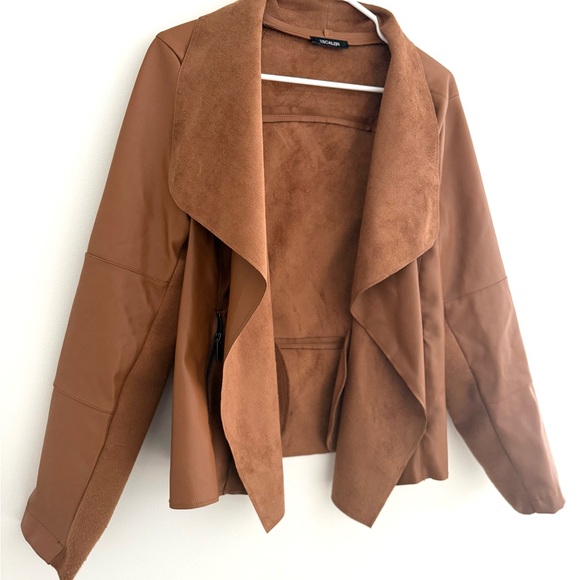 Escalier Women's Faux Leather Jacket - Light Brown - Picture 2 of 7